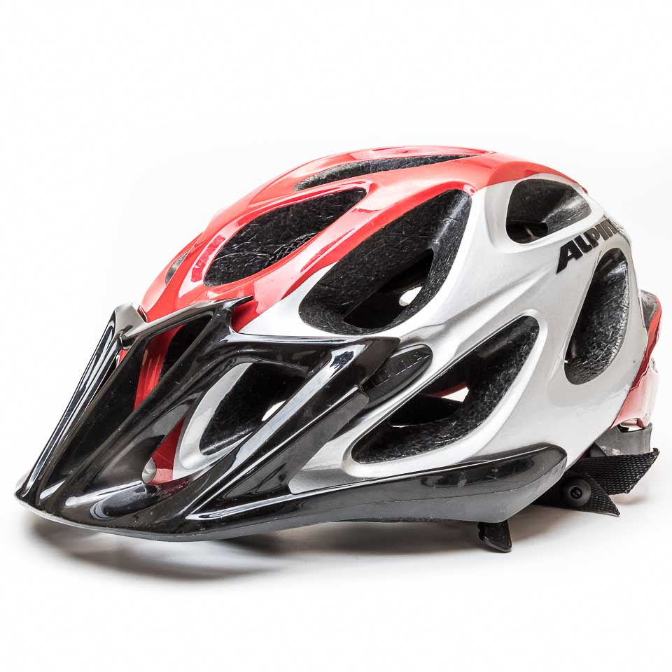 Fahrradhelm sportlicher Fahrradhelm in rot und silbergrau